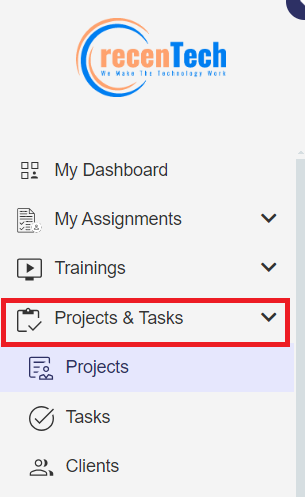 Projects Task Button Projects & Task Overview - SUPPORT CENTER
